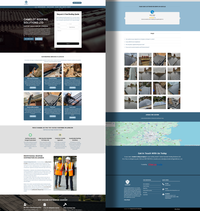 Camelot Roofing web portfolio
