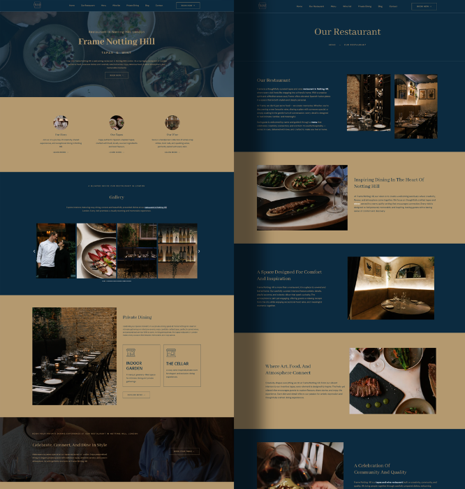 Frame Restaurant web portfolio